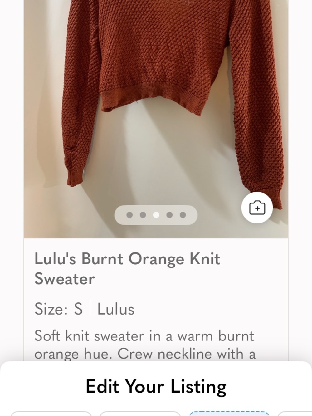 Lulu's Rust Orange Textured Crewneck Sweater